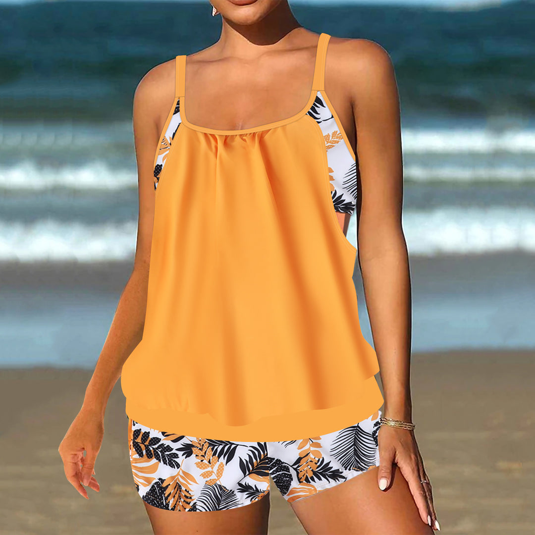 Dame tankini sæt med moderigtigt leopardmønster og flydende top Skovae