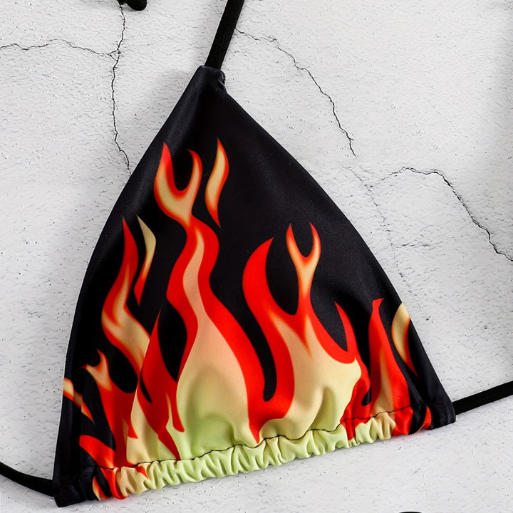 Dame Triangel-bikini med brændende motiv Skovae