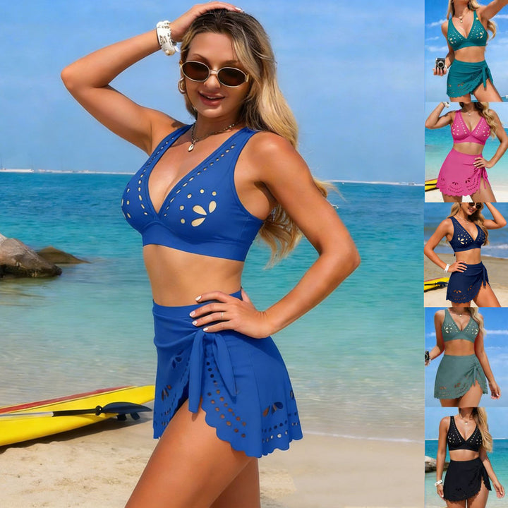 Dame bikini sæt med moderigtig indpakningskort og sofistikerede udskæringer Skovae