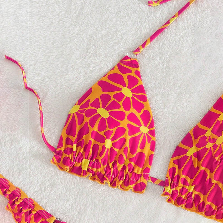 Dame Triangel-Bikini med legende blomsterdesign Skovae