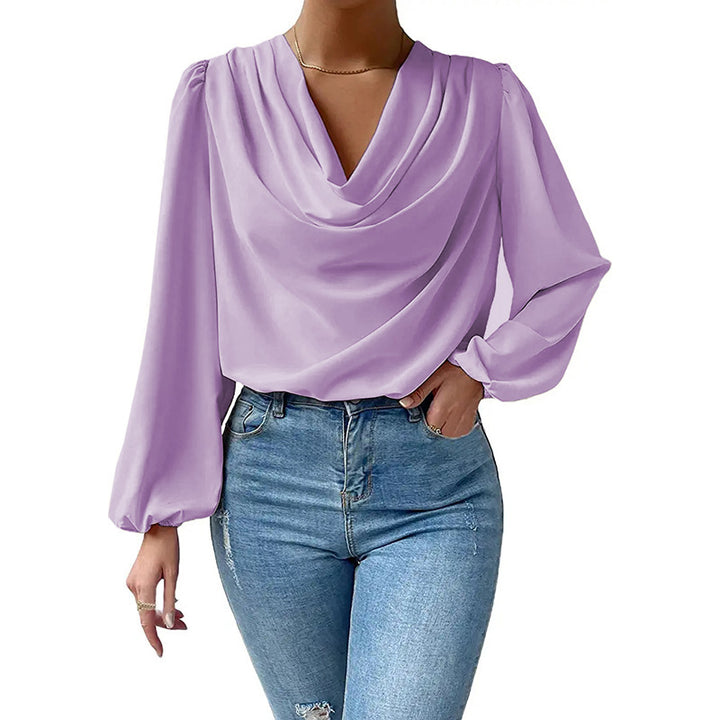 Dame elegant bluse med drapering Stilla