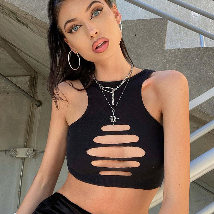 Dame Sportsligt Crop-Top med Cut-Out-Design og elastisk materiale Stilla