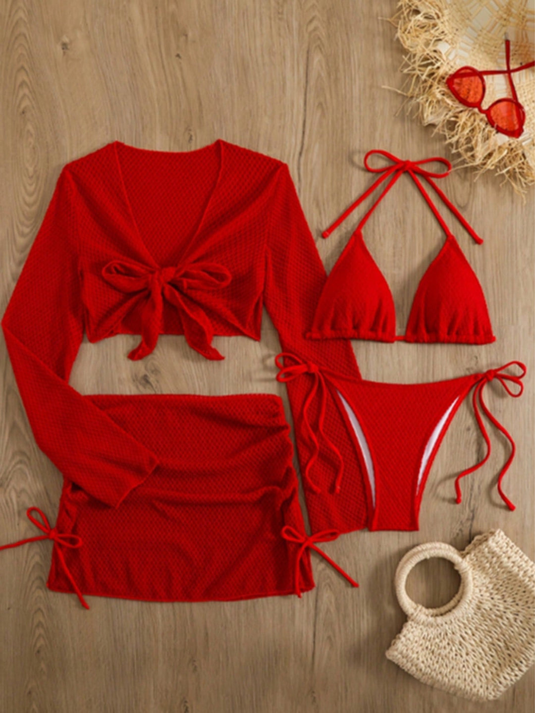 Dame luftig net-bikini med sporty cover-up Skovae
