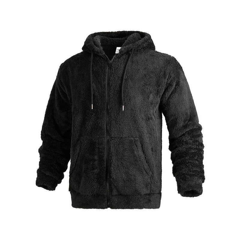 Herre hyggelig fleece-hoodie med praktiske sidelommer og justerbar snøre Stilla