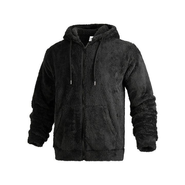 Herre hyggelig fleece-hoodie med praktiske sidelommer og justerbar snøre Stilla