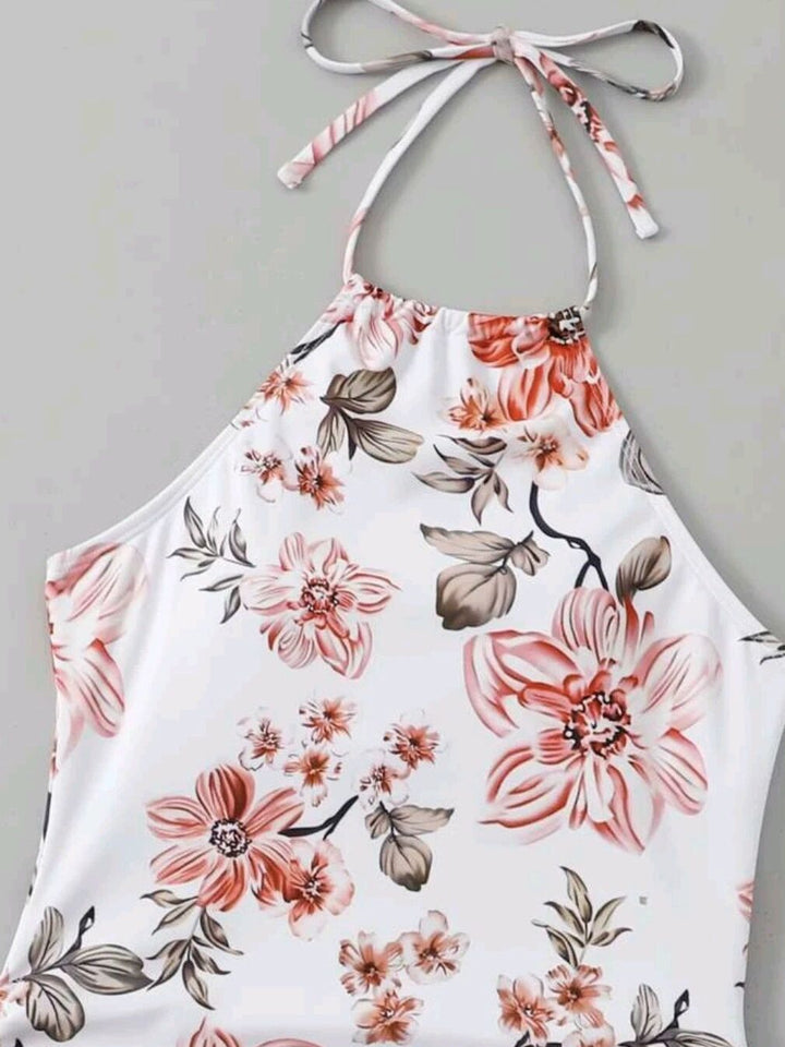 Dame BlomsterMønstret Halterneck Badetøj Sæt Stilla