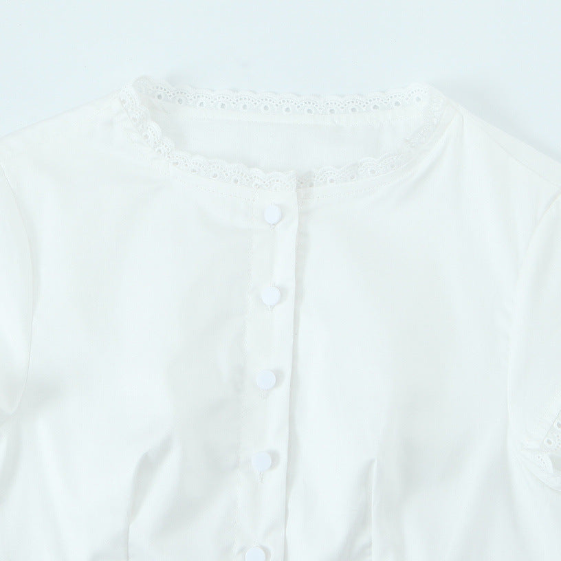 Damebluse med langærmet design og spidsudsmykninger Stilla