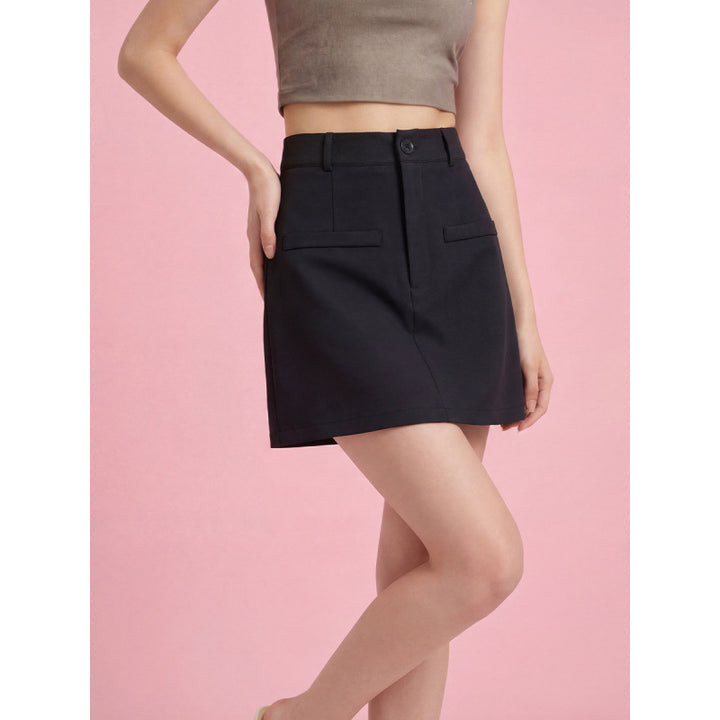 Damen Modischer Minirock mit eleganter Schnittführung und praktischen Taschen Skovae