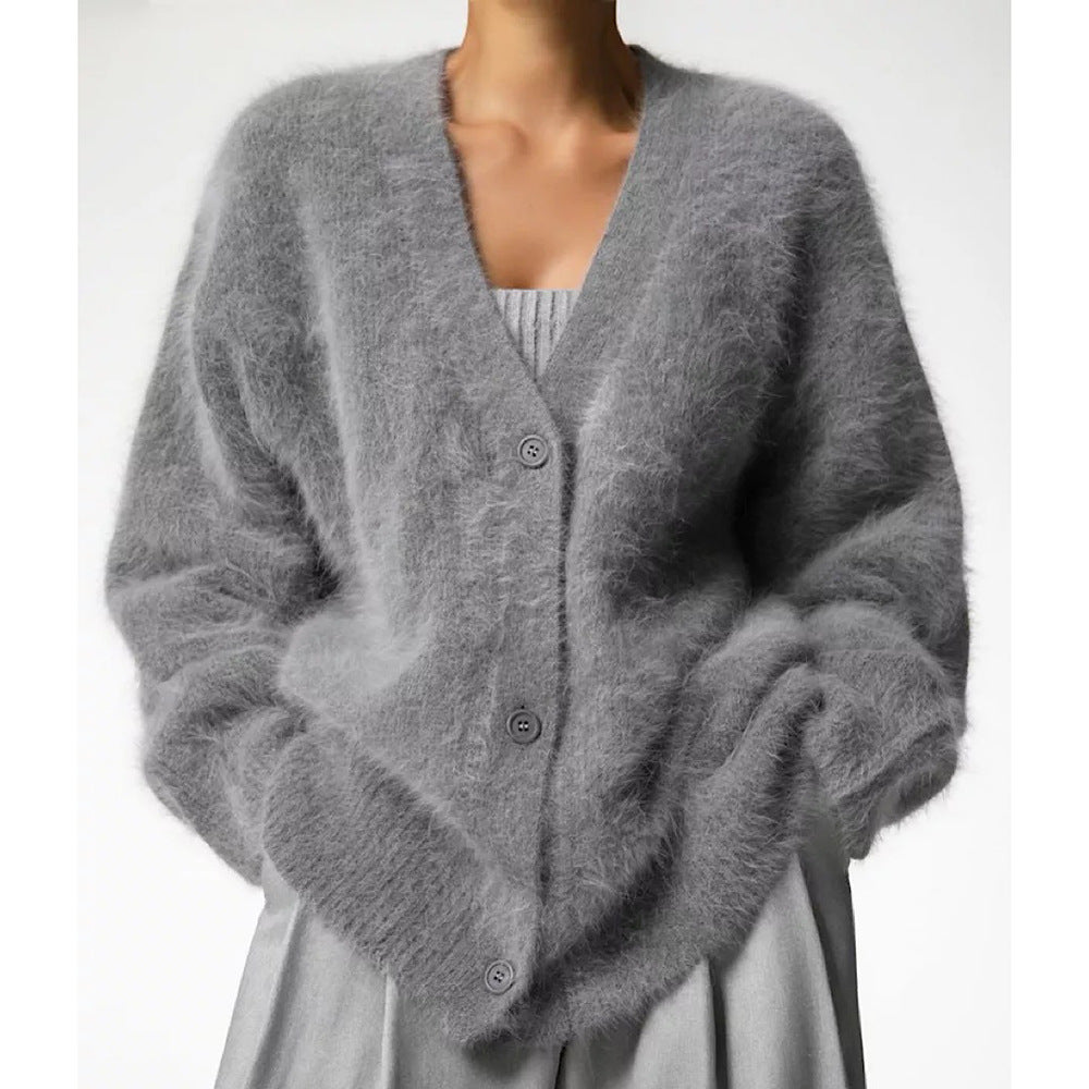 Kvinder Cozy Cardigan med dyb V-hals og oversized snit Stilla