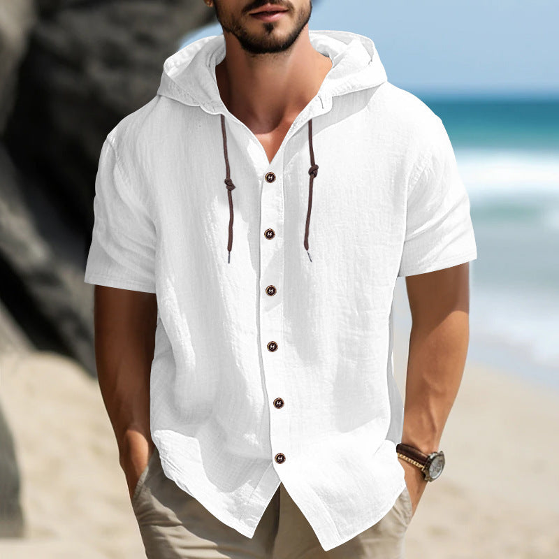 Herrer afslappet hættetrøje med elegant button-down design Stilla