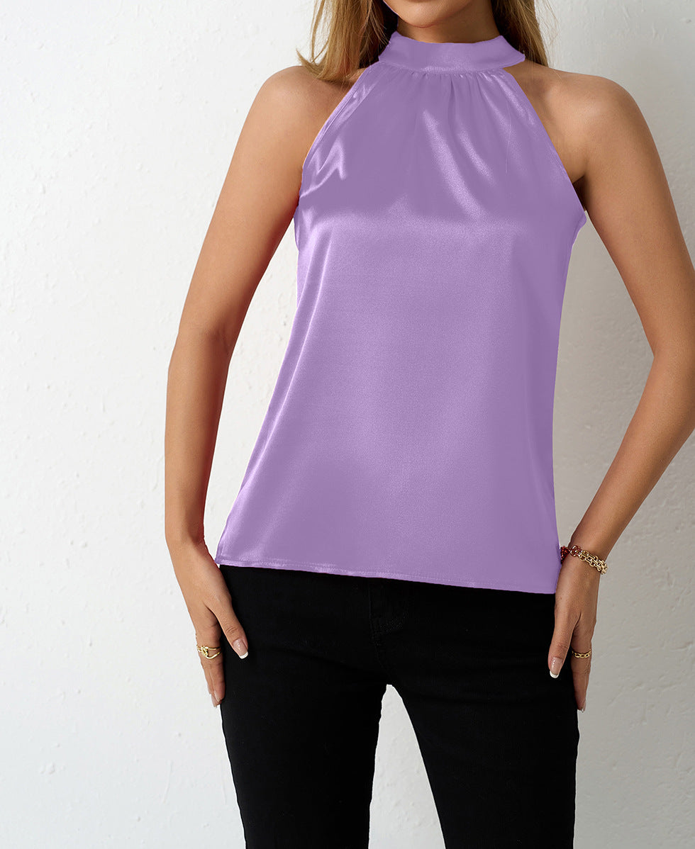 Dame Elegant strapless bluse med satin-finish Skovae