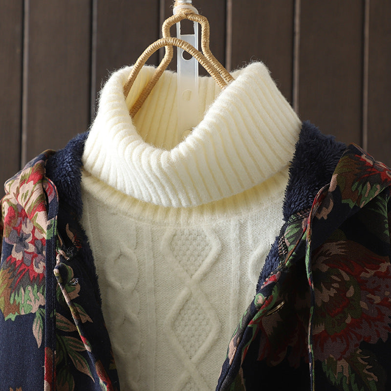 Stilla | Lang Vintage Frakke Med Blomsterprint