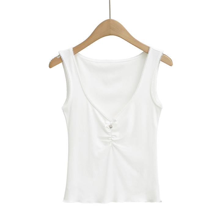 Dame Charmerende V-Hals Tanktop med Flæsedetalje Stilla