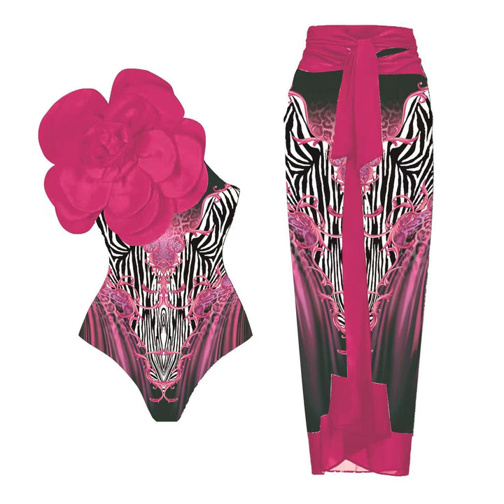 Dame Elegant One-Piece with Artistic Flower Decoration Skovae