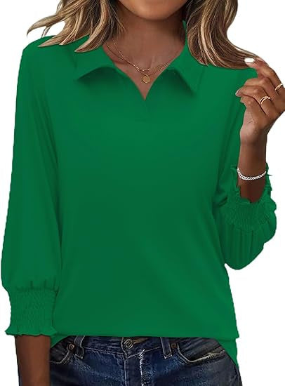 Dame Elegant Polo Shirt med Ruffle Detaljer Stilla