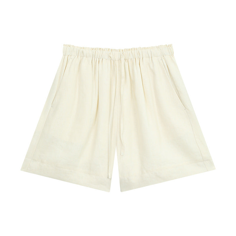 Damer afslappet linned shorts med elastisk talje og praktiske sidelommer Stilla