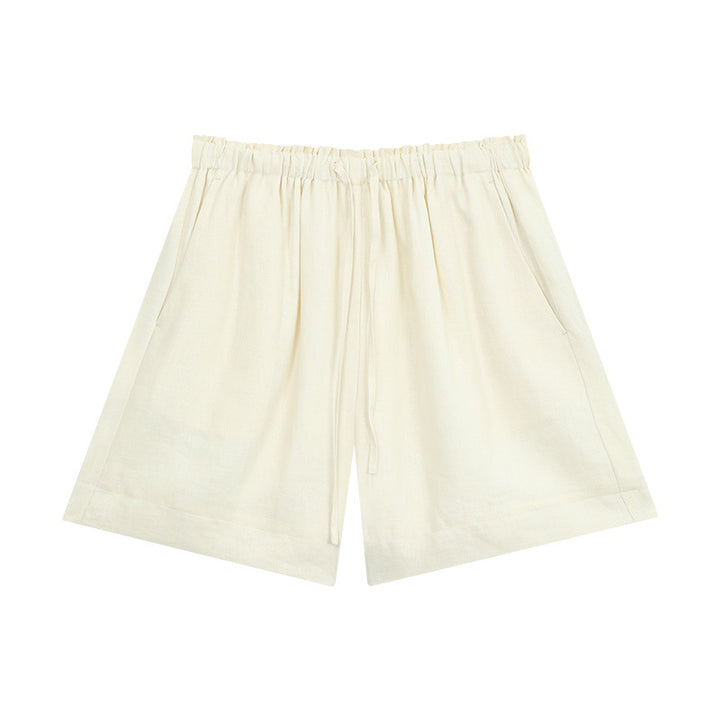 Damer afslappet linned shorts med elastisk talje og praktiske sidelommer Stilla