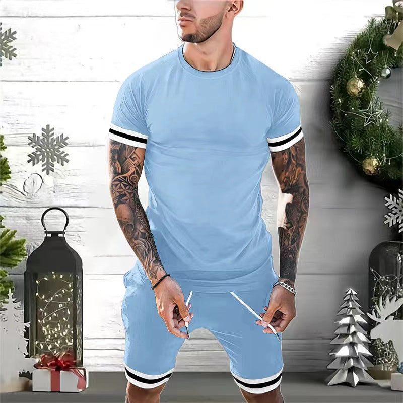 Herrer Sportslig Komfort Fit Rundhalset T-shirt og Shorts Sæt Stilla