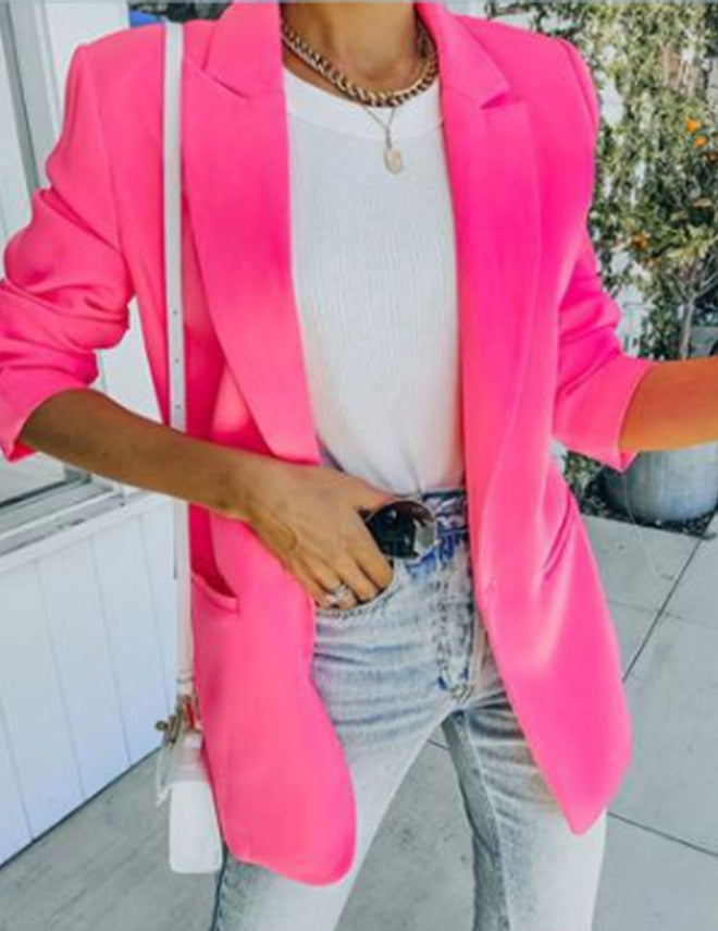 Dame Elegant Oversized Blazer med Struktureret Snit og Lette Detaljer Skovae
