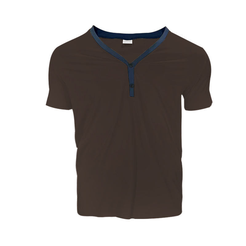 Herrer Korte ærmer Henley T-Shirt med stilfuld krave og to knapper Stilla