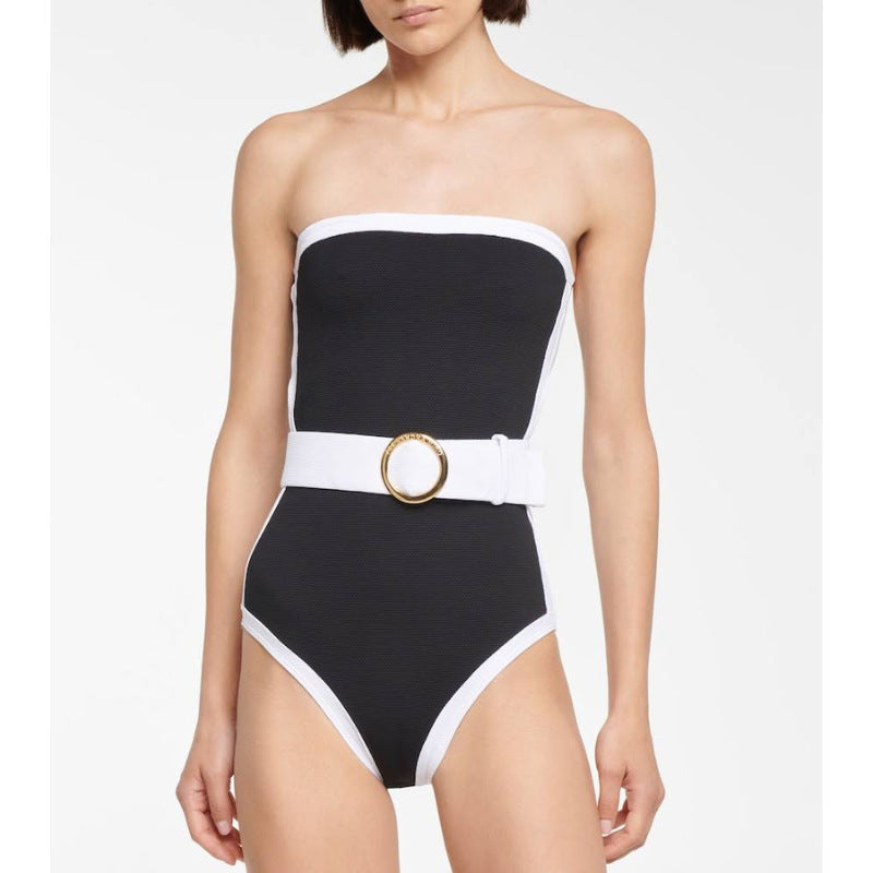 Dame bandeau badedragt med mode bælte Skovae