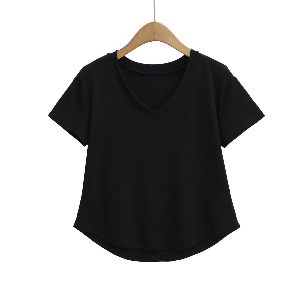 Dame V-hals Basic T-shirt med løs pasform Stilla