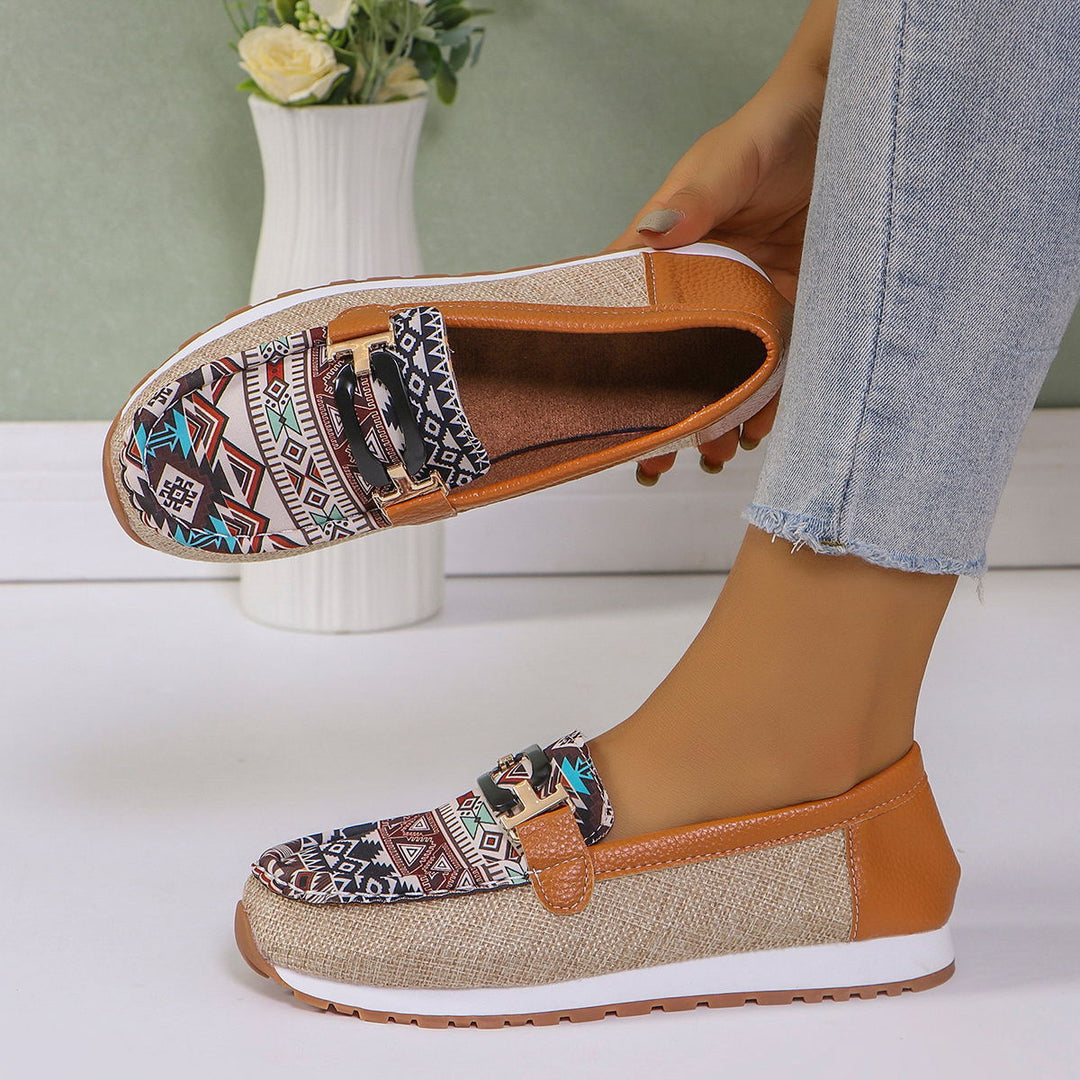 Dame Slip-On Mokasiner med trendy etno-design og polstret sål Stilla