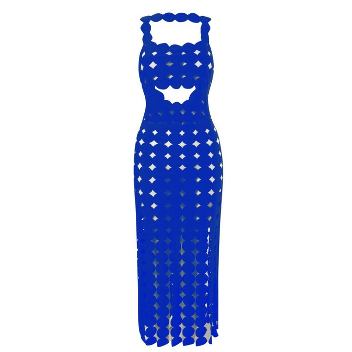 Dame Strandkjole i moderne cut-out materiale med frynset design Stilla