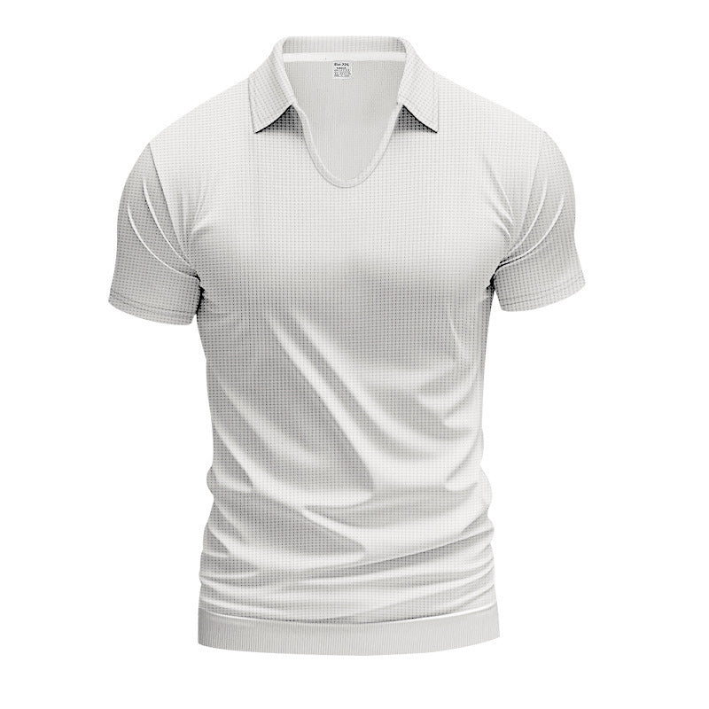Herrer Kortærmet Poloshirt med struktureret overflade og moderne V-udskæring Stilla