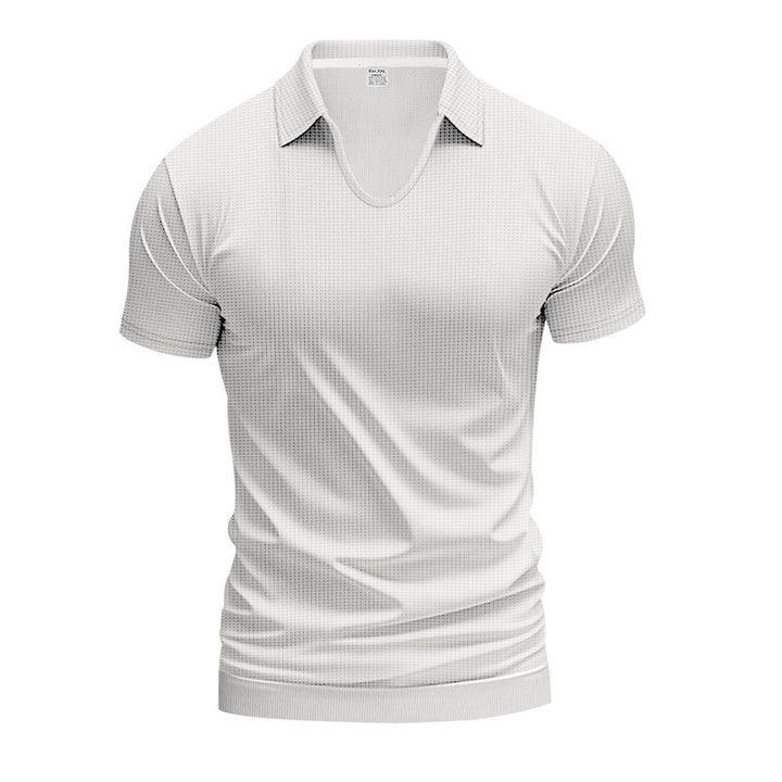 Herrer Kortærmet Poloshirt med struktureret overflade og moderne V-udskæring Stilla