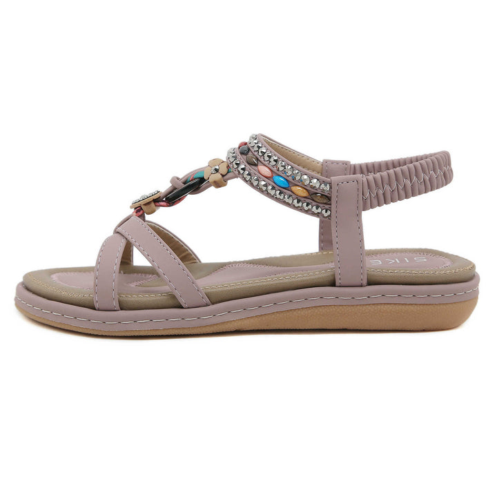 Dame Komfort-sandaler med dekorative accenter og elastisk remsystem Stilla