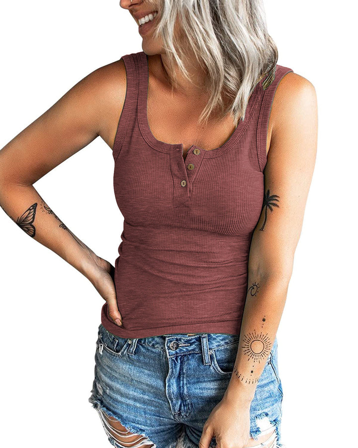 Dame Ribstrik Knap-Op Tanktop Stilla