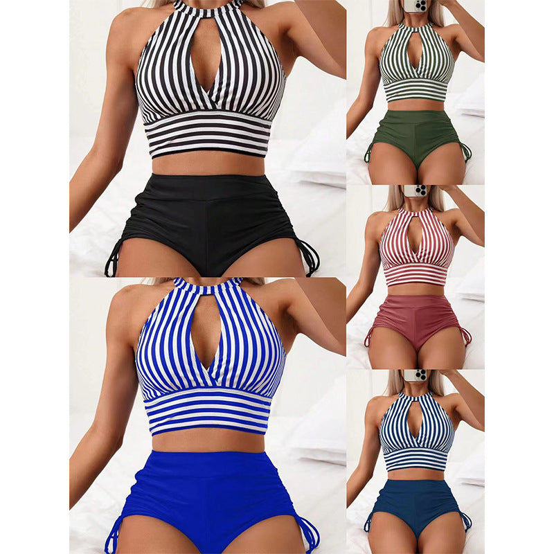 Dame Bikini med højt skåret trusse og raffineret cut-out Skovae
