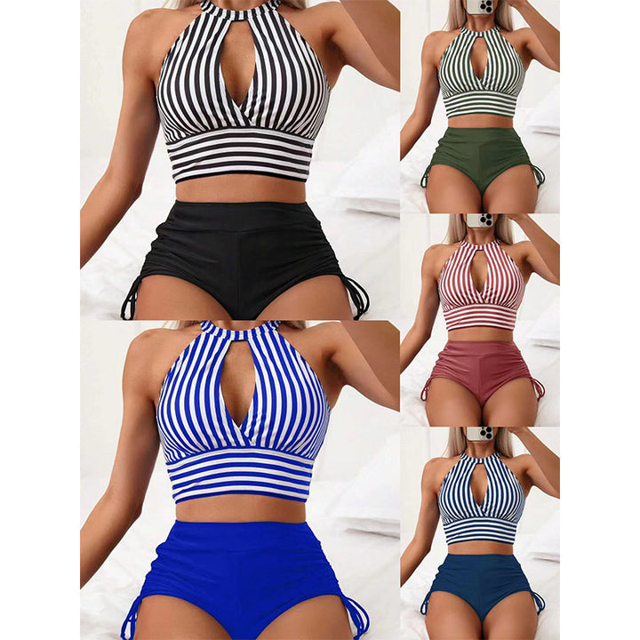Dame Bikini med højt skåret trusse og raffineret cut-out Skovae