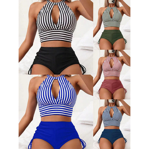 Dame Bikini med højt skåret trusse og raffineret cut-out Skovae