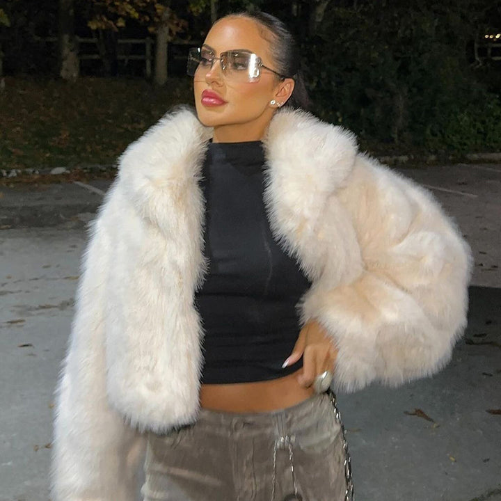 Dame Krammelig Cropped Jakke med elegant Krave Stilla