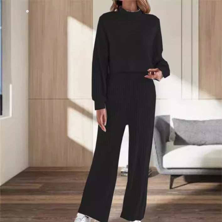 Dame Loungewear-sæt med hyggeligt cropped-design og bredt ben Stilla