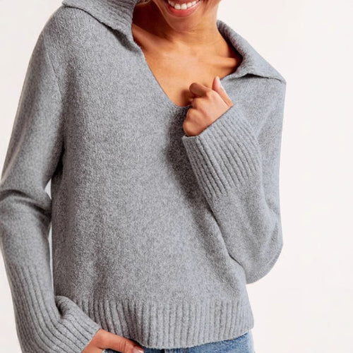 Kvinders sweater med bred krave og ribbet manchettekstur Stilla