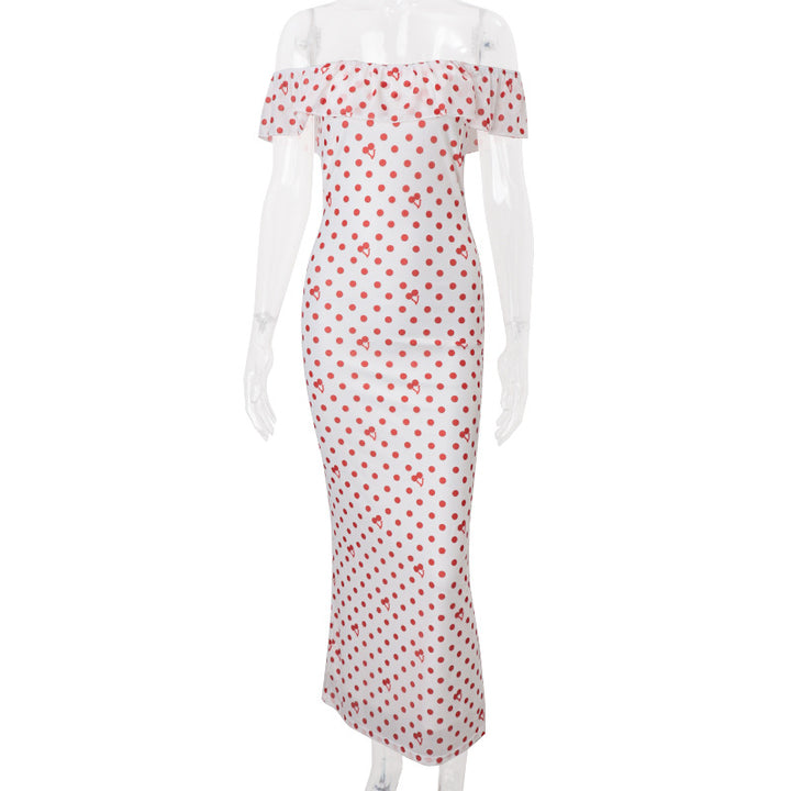 Damer Off-Shoulder Maxikjole med legende prikkedesign Stilla