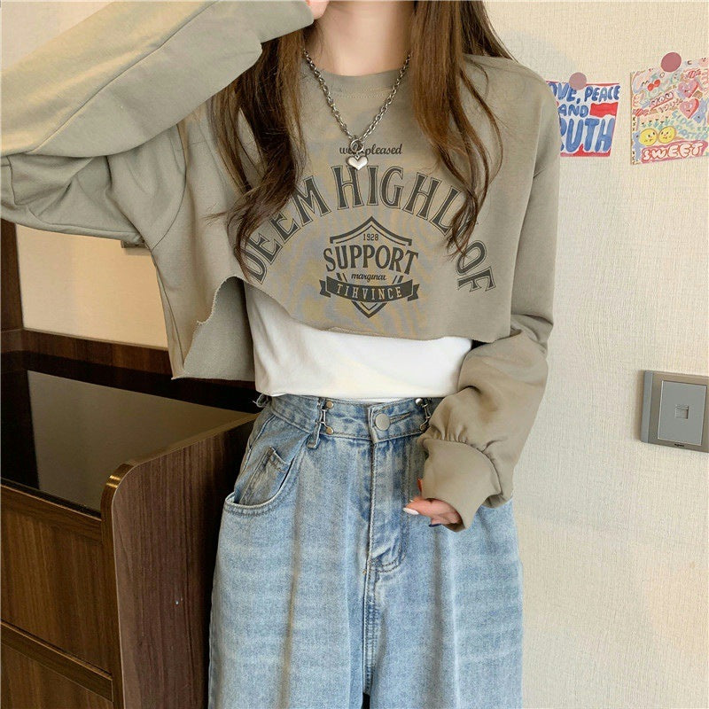 Femme Cropped Langærmet Grafik Sweatshirt Stilla
