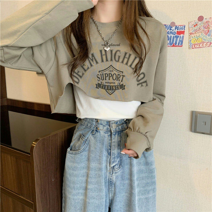 Femme Cropped Langærmet Grafik Sweatshirt Stilla
