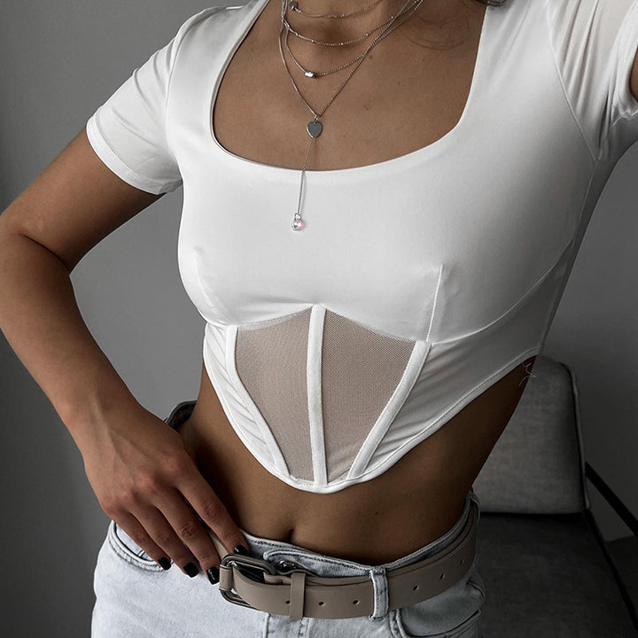 Femme Sculpting Mesh-Panel Top Stilla
