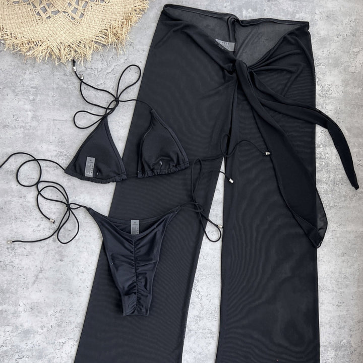 Dame bikini-sæt med gennemsigtig overkjole og justerbare stropper Stilla