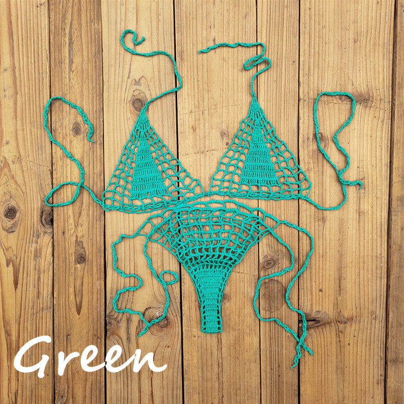 Dame Håndcrochet Bikini-sæt med unikt design og bindedetaljer Stilla