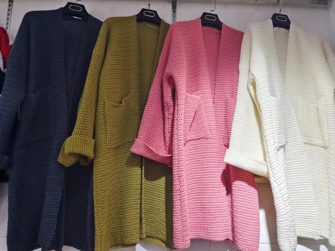 Femme Chunky Strik Åben Front-Cardigan Stilla