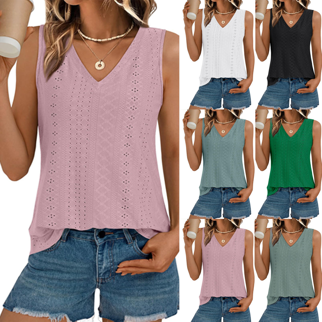 Dame V-udskæring Bluse med Laser-Cut-Detaljer Stilla
