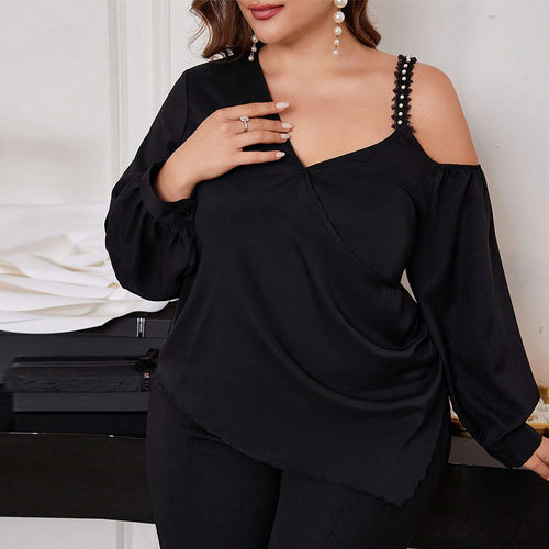 Dame asymmetrisk bluse med legende cut-out og dekorative stropdetaljer Stilla