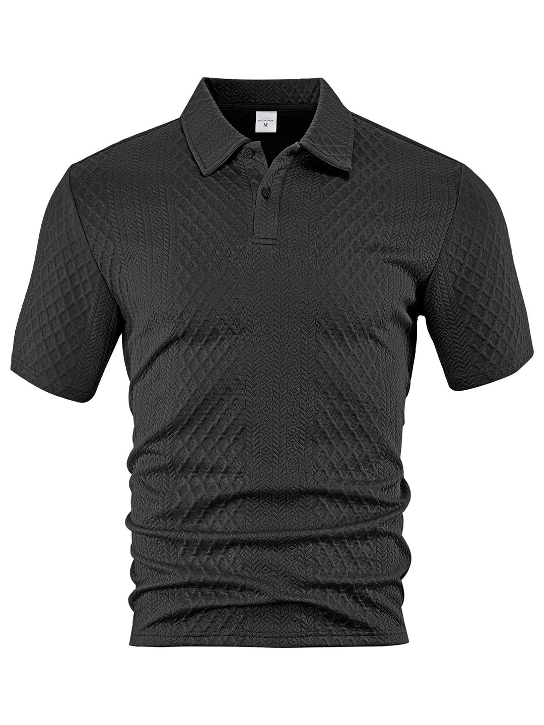 Herrer nan tekstureret jacquard-polo shirt kortærmet smal pasform med polo krave Skovae