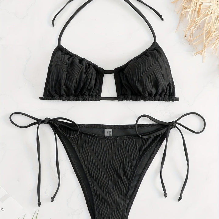 Dame Triangel-Bikini med raffineret flæsedesign Skovae