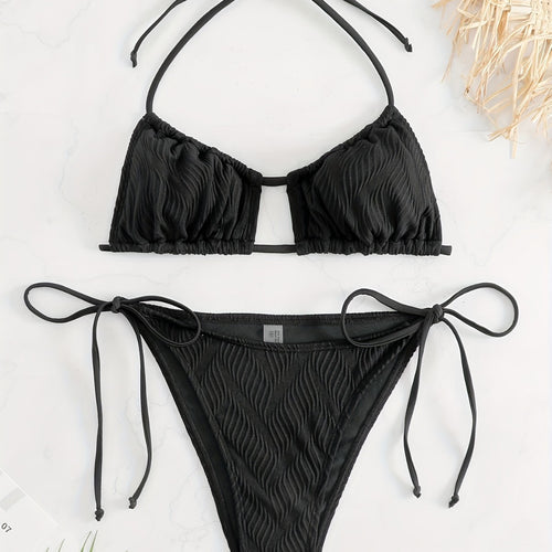 Dame Triangel-Bikini med raffineret flæsedesign Skovae